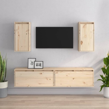 Comode TV, 4 buc., lemn masiv de pin - Img 1