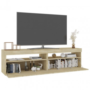 Comode TV cu lumini LED, 2 buc., stejar sonoma, 75x35x40 cm - Img 3
