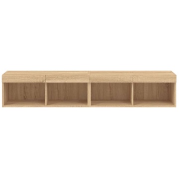 Comode TV cu lumini LED, 2 buc., stejar sonoma, 80x30x30 cm - Img 7