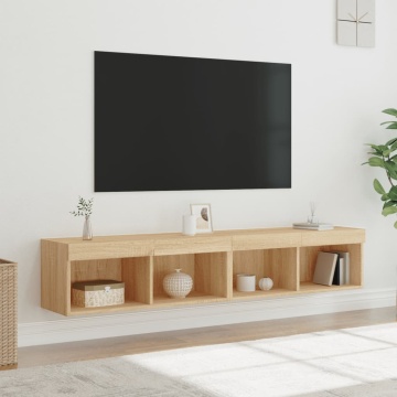 Comode TV cu lumini LED, 2 buc., stejar sonoma, 80x30x30 cm - Img 8