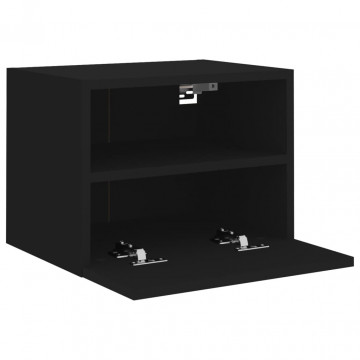 Comode TV de perete, 2 buc., negru, 40x30x30 cm, lemn prelucrat - Img 6