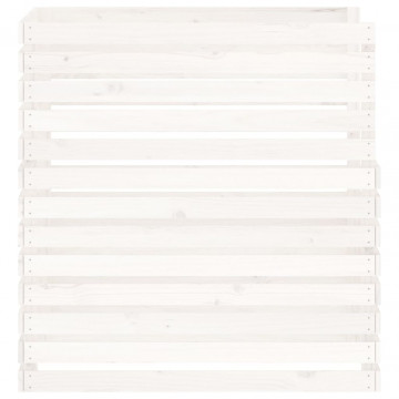 Compostor, alb, 100x100x102 cm, lemn masiv de pin - Img 5