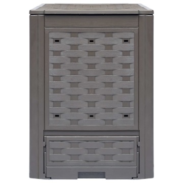 Compostor de grădină, maro, 60x60x83 cm, 300 L plastic ratan - Img 2