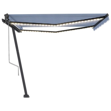 Copertină automată cu LED&senzor vânt, albastru&alb, 450x350 cm - Img 4