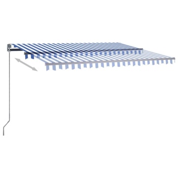 Copertină automată cu LED&senzor vânt, albastru&alb, 450x350 cm - Img 8