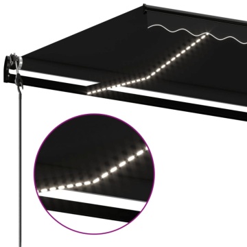 Copertină automată cu LED & senzor vânt, antracit, 450x350 cm - Img 8