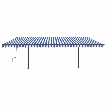 Copertină automată cu senzor vânt & LED, albastru & alb, 6x3 m - Img 3