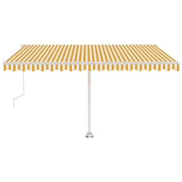 Copertină automată cu senzor vânt & LED, galben&alb, 400x300 cm - Img 8