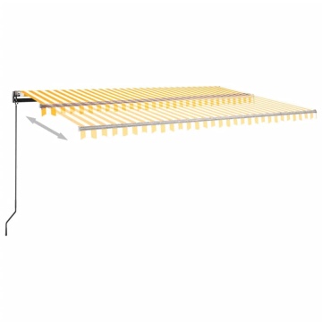 Copertină automată cu senzor vânt&LED, galben/alb, 500x300 cm - Img 8