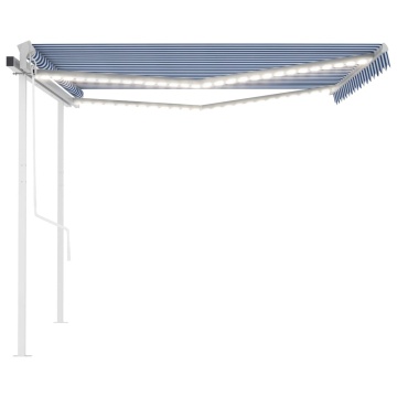 Copertină automată senzor vânt/LED, albastru și alb, 4,5x3 m - Img 8