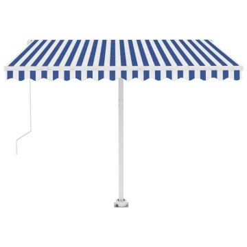 Copertină autonomă retractabilă automat albastru&alb 300x250 cm - Img 4