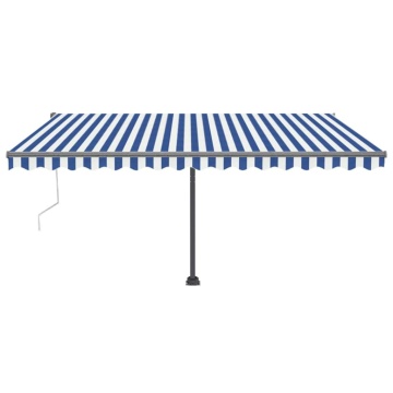 Copertină autonomă retractabilă automat albastru&alb 400x300 cm - Img 4