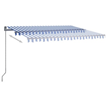 Copertină autonomă retractabilă automat albastru&alb 400x300 cm - Img 8