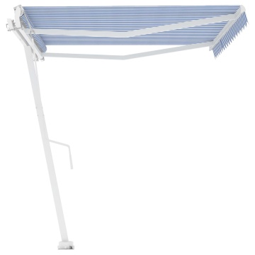 Copertină autonomă retractabilă automat albastru&alb 400x350 cm - Img 8