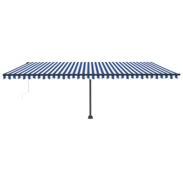 Copertină autonomă retractabilă automat albastru/alb 600x300 cm - Img 2