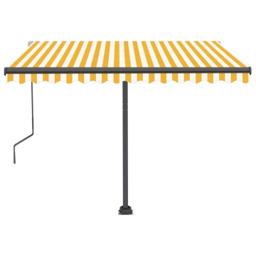 Copertină autonomă retractabilă automat, galben&alb, 350x250 cm - Img 8