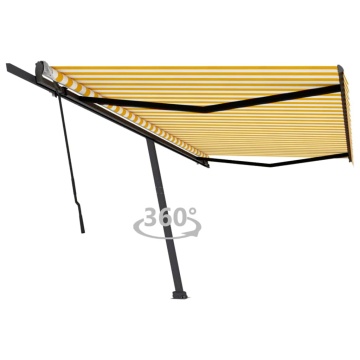 Copertină autonomă retractabilă manual galben/alb 500x350 cm - Img 1