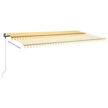 Copertină autonomă retractabilă manual, galben&alb, 600x300 cm - Img 5
