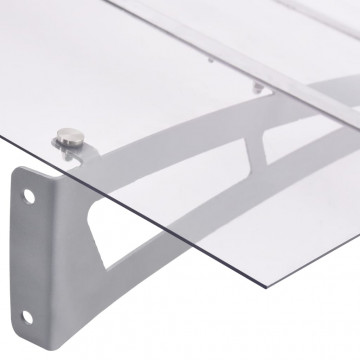 Copertină de ușă argintiu și transparent 120x90 cm policarbonat - Img 4