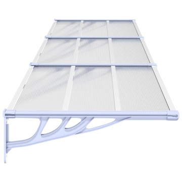 Copertină de ușă, gri și transparent, 358,5x90 cm, policarbonat - Img 4