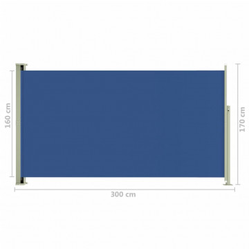 Copertină laterală retractabilă de terasă, albastru, 170x300 cm - Img 7