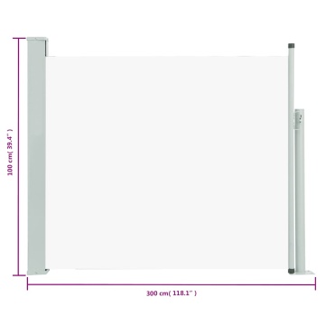 Copertină laterală retractabilă de terasă, crem, 100 x 300 cm - Img 11