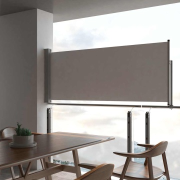 Copertină laterală retractabilă de terasă, gri, 100 x 300 cm - Img 1