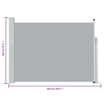 Copertină laterală retractabilă de terasă, gri, 100 x 500 cm - Img 7