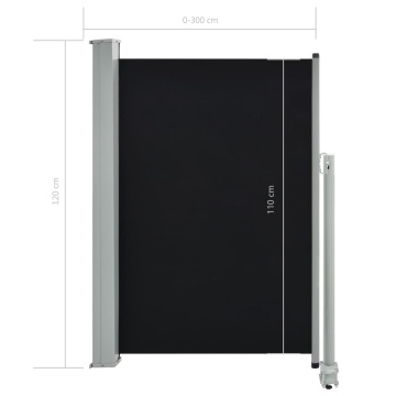 Copertină laterală retractabilă de terasă, negru, 120 x 300 cm - Img 7
