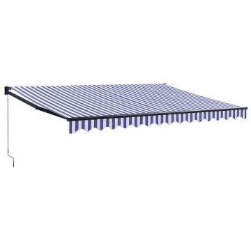 Copertină retractabilă albastru/alb, 4,5x3 m, textil/aluminiu - Img 2