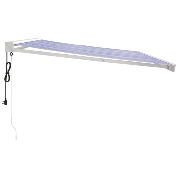 Copertină retractabilă albastru/alb, 4x3 m, textil/aluminiu - Img 4