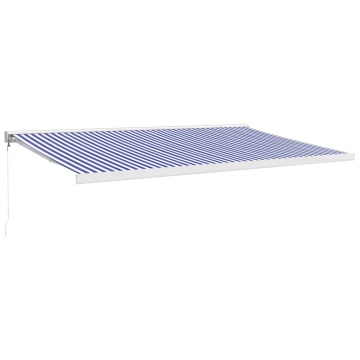 Copertină retractabilă albastru/alb, 5x3 m, textil/aluminiu - Img 2