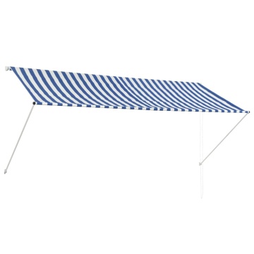 Copertină retractabilă, albastru și alb, 300 x 150 cm - Img 2