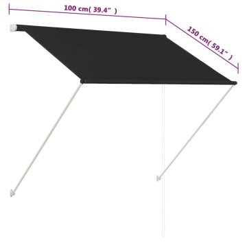 Copertină retractabilă, antracit, 100 x 150 cm - Img 7