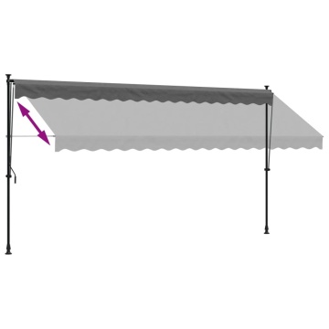 Copertină retractabilă, antracit, 400x150 cm, textil și oțel - Img 5