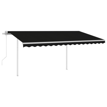 Copertină retractabilă automat, cu stâlpi, antracit, 4x3,5 m - Img 2