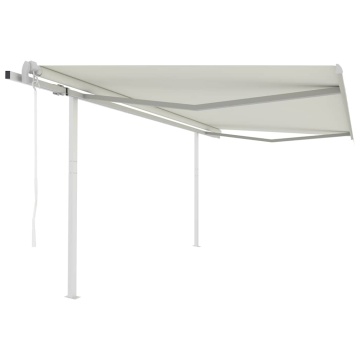 Copertină retractabilă automat, cu stâlpi, crem, 4x3 m - Img 1