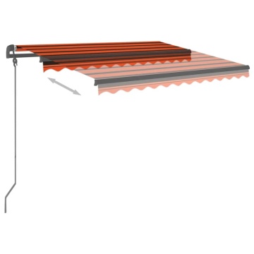 Copertină retractabilă automat stâlpi portocaliu&maro 3,5x2,5 m - Img 4