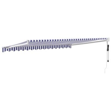 Copertină retractabilă automată, albastru și alb, 4x3 m - Img 8