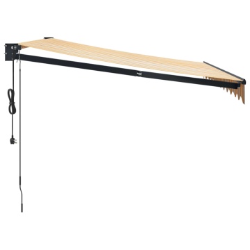 Copertină retractabilă automată, galben și alb, 3x2,5 m - Img 4