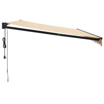 Copertină retractabilă automată, galben și alb, 5x3 m - Img 4