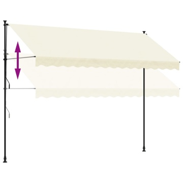 Copertină retractabilă, crem, 350x150 cm, țesătură și oțel - Img 6