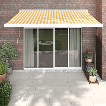 Copertină retractabilă, galben/alb, 3x2,5 m, textil/aluminiu - Img 1