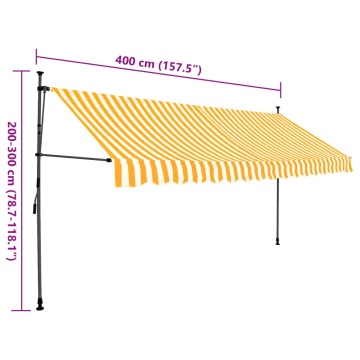Copertină retractabilă manual cu LED, alb & portocaliu, 400 cm - Img 11