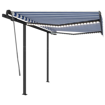 Copertină retractabilă manual cu LED, albastru & alb 3,5x2,5 m - Img 2