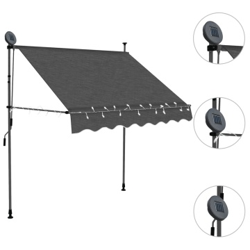 Copertină retractabilă manual cu LED, antracit, 200 cm - Img 3