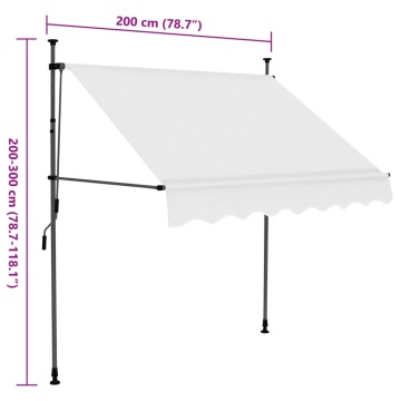 Copertină retractabilă manual cu LED, crem, 200 cm - Img 11