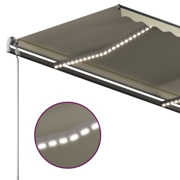 Copertină retractabilă manual cu LED, crem, 3,5x2,5 m - Img 6