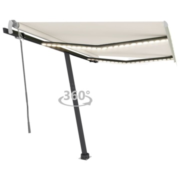 Copertină retractabilă manual cu LED, crem, 350x250 cm - Img 1