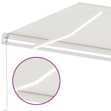 Copertină retractabilă manual cu LED, crem, 400x300 cm - Img 6